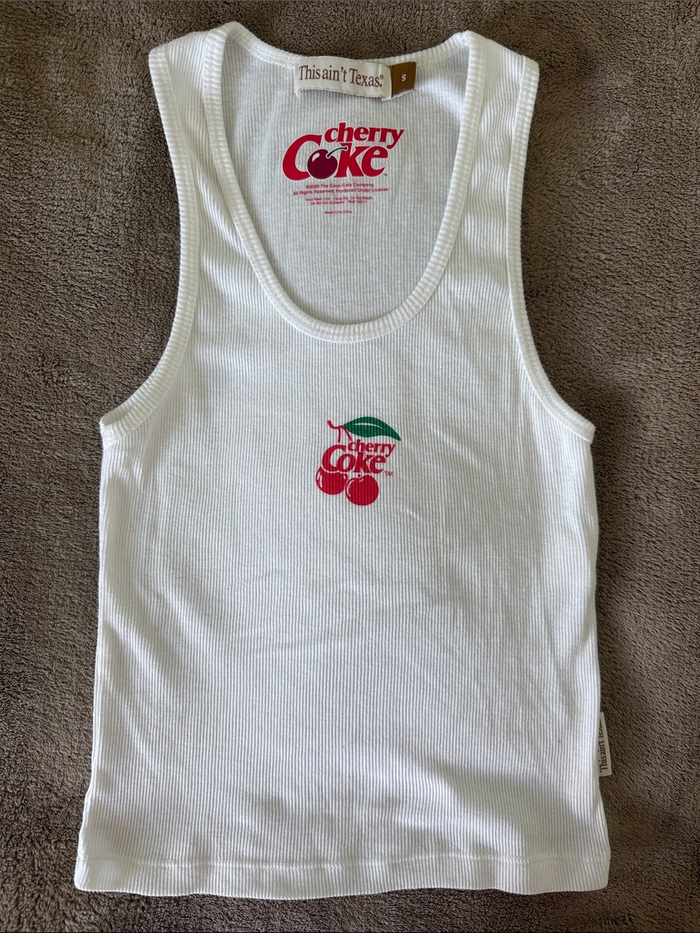 Cherry Coke White Graphic Mini Tank Top Women’s Size Small